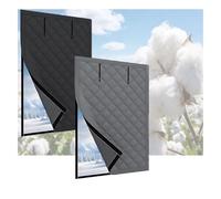 Kit D'Isolation de Fenêtre Coupe-vent , Rideau Isolant pour Fenêtre en Hiver Ajustable,30 60 90 110 150 160cm Kit de Film D'isolation Thermique, Garde L'air Froid et L'air Chaud(Black,90x140cm)