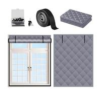 Kit D'isolation De Fenêtre Pour L'hiver Coupe-vent Couverture De Fenêtre Thermique Rideau Isolant Pour Fenêtre En Hiver Ajustable Avec Crochet Et Boucle Réutilisable(Gris,W109x279cm)