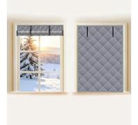 Kit d'isolation de Fenêtre pour l'hiver,film isolant thermique fenetre Rideau isolant thermique froid Occultant Couverture de Fenêtre en Coton Anti Froid pour Salon(Gris,20x28in/50x70cm)