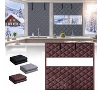 Kit D'Isolation De Fenêtre Rideau Thermique Isolant Anti Froid, 3 Couches Oxford Coupe-Vent Imperméable Sans Perçage, Enroulable Pour Hiver, Salon Et Chambre(Browns,55Wx200H cm)