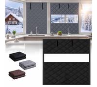 Kit D'Isolation De Fenêtre Rideau Thermique Isolant Anti Froid, 3 Couches Oxford Coupe-Vent Imperméable Sans Perçage, Enroulable Pour Hiver, Salon Et Chambre(Blacks,70Wx200H cm)