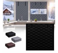 Kit D'Isolation De Fenêtre Rideau Thermique Isolant Anti Froid, 3 Couches Oxford Coupe-Vent Imperméable Sans Perçage, Enroulable Pour Hiver, Salon Et Chambre(Noir,160Wx280H cm)