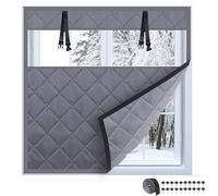 Kit d'isolation pour fenêtres d'hiver,Housse de fenêtre thermique pour l'hiver,Housse Isolante en tissu Oxford coton,Rideau isolant pour fenêtre avec boucles,Largeur 50-200cm(Gris,W60x H60cm)