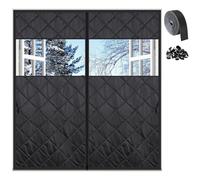 Kit d'isolation pour fenêtres Rideau isolant d'hiver 3 couches,Rideau thermique pour fenêtres d'hiver,Film Isolant Autocollant pour Fenêtre pour l'hiver(Noir,W160x H290cm)