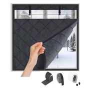 Kit d'isolation thermique pour fenêtres contre le froid, 30 50 80 120 140 160cm kit de film D'isolation Thermique pour fenêtres d'hiver, Rideau isolant sans Perçage Coupe-vent(Black,L160xH170cm)