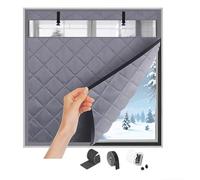 Kit d'isolation thermique pour fenêtres contre le froid, 30 50 80 120 140 160cm kit de film D'isolation Thermique pour fenêtres d'hiver, Rideau isolant sans Perçage Coupe-vent(Gray,50x100cm)