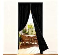 Kit D'Isolation Thermique Spécial Porte| Rideau En Tissu Imperméable Résistant | Couverture Isolant Anti-Froid/Chaleur Pour Intérieur Terrasse(Noir,W140xH240CM)