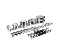 Kit Disques D'haltères 50kg Et Barres Chromées Ø 25mm Gris