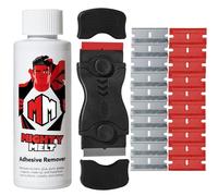Kit Dissolvant Adhésif Mighty Melt - Dissolvant 125 ml & Grattoir en Plastique Multi-Surface - Élimine Résidus d’Autocollants, Étiquettes, Colle, Glue & Scotch sur Vitres, Fours, Plaques de Cuisson