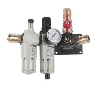 Kit distributeur d'air comprimé mural 22 mm - avec filtre régulateur, lubrificateur, vanne à boisseau sphérique et deux raccords rapides Aircraft 2159522