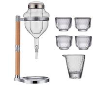 Kit Distributeur de saké, Distributeur de Whisky glacé en Verre, Distributeur de Carafe Polyvalent for Boissons Chaudes ou Froides, Garde Le vin glacé, Base en Acier Inoxydable (Color : Silver)