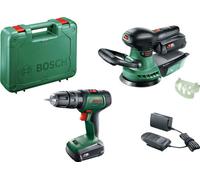 kit DIY 18V Bosch UniversalImpact 18V + AdvancedOrbit 18V + AL18V-20 avec 2x batterie (2 Ah), chargeur AL18V-20 et trousse à outils
