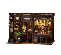 Kit DIY Book Nook Miniature en Bois, Puzzle, Maison De Poupée 3D avec Lumières LED, Cadeau Artisanal Unique pour Adultes et Amateurs, Coin Taverne AW03-001