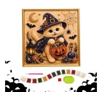 Kit DIY de perles d'art d'Halloween Art Mural 3D DIY Chat Et | Coffret Art Perlé Chat Pour Débutants Adultes, Fêtes, Décoration De Maison, Salon Chambre