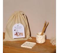 Kit DIY Jesmonite Set de Salle de Bain : Créez Ton Propre Ensemble Pot et Porte Savon en Terrazzo | Idée Cadeau Originale | avec Conseils astuces Inclus. (Automne)