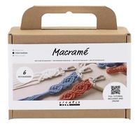 Kit DIY macramé porte-clés - 20 - Niveau intermédiaire - Pour adulte - Mixte - Couleur bleue - Blanc, bleu et rouge