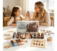 Kit DIY Perles Crèche de Noël, Ensemble 8 pièces pour décoration Festive | Fournit tout le matériel, notice illustrée pour débutants, figurines finies comme déco de table chaleureuse