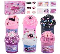 Kit DIY Pink Slime 6 pièces, Beurre Ultra-Doux, pâte à Modeler pour Enfants, Cadeaux Jouets, Slime comme Cadeau d'anniversaire, Halloween, Cadeau de Noël pour Filles et garçons