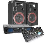 Kit Dj complet MAX enceinte bluetooth 500W Ampli 2x250W et table de mixage Rouge G