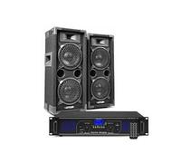 Fenton Kit DJ Max26 2 Enceintes avec Amplificateur - 1200 Watts, avec Fonction Bluetooth et Lecteur MP3, Télécommande Incluse, Câbles Fournis, Idéal pour Les DJs Débutants