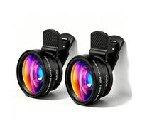 Kit d'objectif de caméra de téléphone 2 en 1 pour iPhone Samsung Objectif Macro 12,5X Pack de 2 pour Google OnePlus Honor Oppo Xiaomi Redmi Poco Objectif Grand Angle 0,45X à Clipser