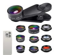 Kit d'objectif de téléphone, objectif d'appareil photo de téléphone portable, kit d'objectif d'appareil photo de téléphone 10 en 1, objectif fisheye grand angle 198 ° 20x, objectif macro 15x