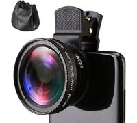 Kit D'objectifs 2 en 1 pour Téléphone Portable,Objectif Grand Angle 0,45x et Objectif Macro 12,5X pour Iphone,Android,Samsung Galaxy,la Plupart des Téléphones Portables et Tablettes(Q774)