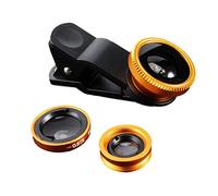Kit d'objectifs 3 en 1 pour téléphone portable - Adaptateur d'appareil photo à clipser pour smartphones - Objectif fisheye (lentille fisheye 180°), grand angle (0,65x large), objectif macro (10x) -