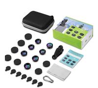 Kit d'objectifs 7 en 1 pour iPhone et smartphones - Objectif fisheye 210°, grand angle 120°, macro 25x, filtre étoile, téléobjectif 2X, kaléidoscope, CPL, accessoires d'appareil photo polyvalents