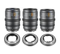 Kit d'objectifs cinéma plein format SIRUI VP-1 Vision Prime T1.4 24mm, 35mm, 50mm, mise au point manuelle, monture E avec montures RF/Z/L interchangeables (Gris métallisé)