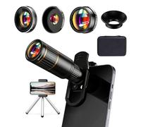 Kit d'objectifs d'appareil photo COSULAN 4 en 1, livré avec téléobjectif 22x, objectif fisheye 205°, objectif grand angle 4K 0,67x, objectif macro 25x, clip et mini trépied pour iPhone et téléphones