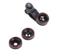 Kit d'objectifs de téléphone 3 en 1, 0,62 120 ° grand angle 235 ° Fisheye 25 Macro HD caméra frontale externe à clipser pour iPhone et Android Compatible (3 en 1)