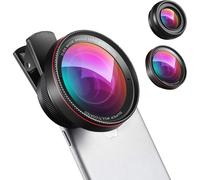 Kit d'objectifs pour appareil photo de téléphone, objectif grand angle 0,6x et objectif macro 15x, conception à clip 2 en 1 pour des images