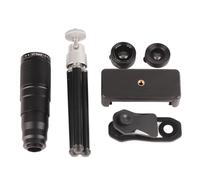 Kit d'objectifs pour smartphone pour la macrophotographie, comprenant un objectif macro 25x, un grand angle 120 et un fisheye 205 avec anneau LED