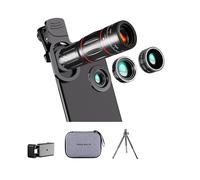 Kit D'Objectifs pour Téléphone, Version Améliorée, Téléobjectif 28X, Grand Angle 0,6X, Macro 20X, Fisheye 198, Compatible avec la Plupart des
