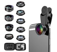 Kit d'objectifs universels 10 en 1 pour téléphone portable, fisheye, grand angle, macro, convertisseur électronique, polarisation CPL, kaléidoscope, lumière étoilée, débit d'eau, radial, trois