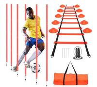 Kit d'obstacles pour I'entraînement à I'agilité - 6 Barres d'obstacles, Une Échelle D'agilité,10Cônes De Football,Corde À Sauter, avec Sac De Rangement, pour L'entraînement de Vitesse, I'entraînement