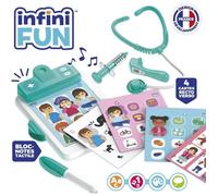 Infini Fun - Mon kit Docteur éducatif - Bloc Note électronique, stéthoscope, thermomètre, seringue, Stylet et 9 Planches interactives - Jouets d'imitation Multi-apprentissages dès 2 Ans