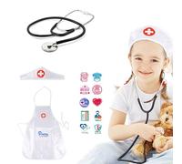 Kit Docteur Médecin Jouet pour Enfant,Jeu D'imitation Docteur Kit,Jouet de Stéthoscope de Travail pour Cosplay,Tablier D'infirmière pour Enfants,Stéthoscope Enfant Jouet,Cadeau Médical de Jeu Rôle