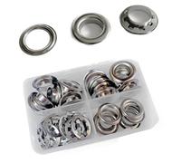 Kit d'oeillets noirs Φ14mm Kit d'oeillets Kit d'oeillets avec outil de réglage pour lacets, vêtements, sac à dos, cuir de chaussure, argenté, Φ14mm