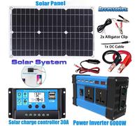 Kit d'onduleur solaire 6000W, production d'énergie complète, panneau solaire 600W, système 110V/220V, panneau solaire 12V, contrôleur de charge de batterie 12V to 110V