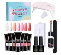 Kit d'ongle Ensemble avec tout, kit de gel à ongles en poly,Kit de ongle en poly avec ensemble de gel d'extension d'éclairage UV | Nude 7 couleurs Builder d'art de l'ongle épaississant pour les femmes