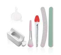 Kit d'ongles 6 pièces avec revêtement en poudre, système de plateau en poudre, brosse à ongles, lime à ongles, hélice à cuticules, nettoyant pour manucure, outils de nail art, accessoires de bricolage