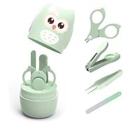 Kit d'ongles pour bébé 4 en 1, ensemble de coupe-ongles portables et sûrs avec étui en forme de hibou mignon pour nouveau-né, nourrisson et tout-petit