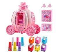 Kit d'ongles pour filles - 15,5x10x16 cm Ensemble de studio d'ongles pour | Vernis à ongles peel-off à base d'eau | Jouet de manucure en carrosse de princesse | Set de de f