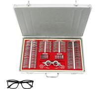 Kit d'optométrie, 266 verres de contrôle, mallette en aluminium, transparent