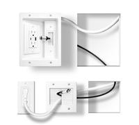 Kit d'organisation de câbles muraux pour TV - Alimentation murale encastrée et deux prises, ports USB-A et USB-C, cordon de 2,7 m et comprend des outils de coupe murale pour un home cinéma sans