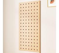 Kit d'organisation de panneau perforé en bois - Panneau d'affichage mural pour garage et salle d'artisanat, solution de rangement d'outils, 60 x 120 cm, couleur bois naturel, parfait pour