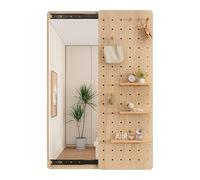 Kit d'organisation de panneaux perforés en bois - Panneau d'affichage modulaire avec miroir pour rangement mural - Idéal pour la décoration de la maison et les accessoires d'étude de bureau