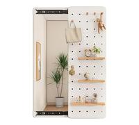 Kit d'organisation de panneaux perforés en bois - Panneau d'affichage modulaire avec miroir pour rangement mural - Idéal pour la décoration de la maison et les accessoires d'étude de bureau